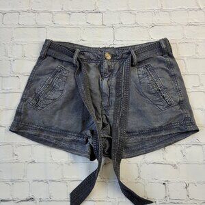 American Eagle Woman’s Hi Rise 100% lyocell dark gray belted  shorts size 2